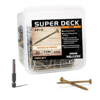 WELLOCKS Deck Screws, Wood Screws, Tan, Superior Rust Resistant, Epoxy Coated, Above 1000 Hour Salt Spray Coating T25 Torx Star Bit Included for Outdoor Wood Fence (5.2LBS Tan, #9×3")