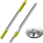 Spin Mop Replacement Mop Handle, 49-inch 360 Degrees Rotating Telescopic Replacement Mop Stick with Stainless Steel Disc for Spin Mop Bucket Cleaning System (Stainless Steel Disc, Green)
