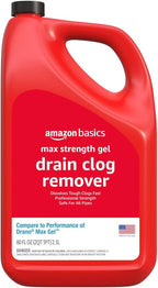 Amazon Basics Max Strength Drain Cleaner Hair Clog Remover Gel - Unclogs Hair and Grease, 80 Fl Oz