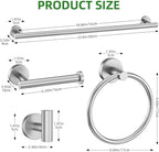 Brushed Nickel Bathroom Hardware Accessories Set 6 Pieces Towel Bar Set,Stainless Steel Towel Holder Set for Bathroom,Wall-Mounted Towel Rack Set 23.6 Inch