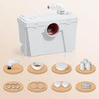 Macerator Pump, Sewage Upflow Grinder Pump with Durable Copper Motor, 4 Inlets for Basement Toilet, Sink, Shower, Washer, Household/Residential Waste Water Upflush System, 23 ft Head Lift, Low Noise