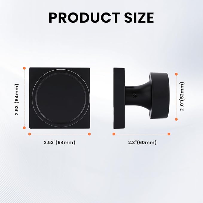 Haidms Matte Black Dummy Door Knobs, Half No-Turning Dummy Knob for Closet Doors, Zinc-Alloy Single-Sided Door Locks (4 Pieces/2 Pairs)