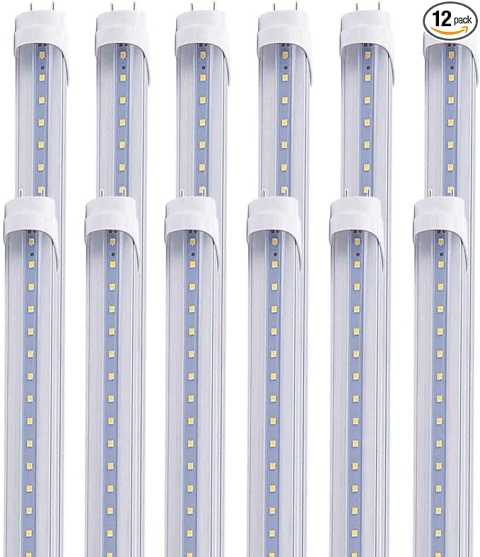 12 pcs 4FT 24W T8 LED Tube Light White Daylight 6000k 4' LED Bulbs Garage Warehouse Shop Light Ballast Bypass G13 Base T10 T12 Fluorescent lamp Replacement AC100-277V Clear Cover