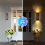 wowlite Modern Outdoor Wall Light with Dusk to Dawn Sensor 2 Pack, LED Cylinder Up Down Wall Light Outdoor 2700K Warmlight Bronze Exterior Light Fixture, IP65 Waterproof Wall Sconce for Porch Garage