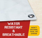 Mytee Products 8' x 10' White Canvas Tarp 12oz - Water Resistant & Breathable - Heavy Duty Tarps - Multipurpose Tarpaulin Cover for Camping Tent