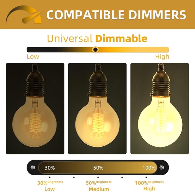 Jslinter Incandescent Light Bulbs 60 Watt Dimmable Bulbs 4 Pack, 2200K G80 Soft Light Bulbs Warm Light, 110v E26 Eecorative Light Bulb, Vintage 230LM Edison Bulb for Bedrooms, Living Rooms