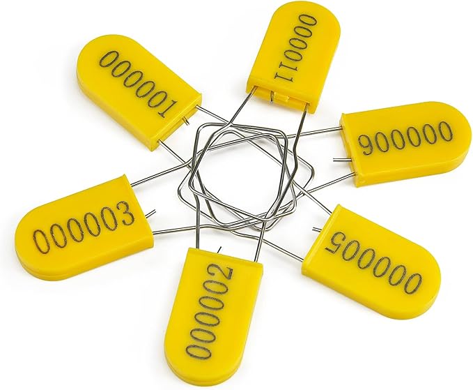 1000PCS Plastic Padlock Security Seals Metal Wire Padlocks Electric Meter Seal Disposable Anti-Tamper Lock Numbered Anti Tamper Tag Hasps Yellow