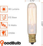 GoodBulb 25-Watt Nostalgic T6 Light Bulbs Incandescent Restaurant Bulb with E12 Candelabra Base 2700K Warm White Light Color 40 Lumens Restaurant Light Bulbs Pack of 10 Bulbs