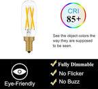 E12 LED Bulb Dimmable 40 Watt Equivalent Warm White 2700K T6 Bulb Type with E12 Base, LED 4W E12 Candelabra Bulb Clear Glass, 6 Pack