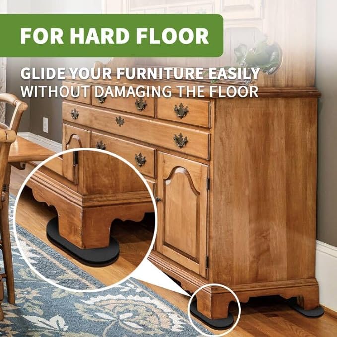 Furniture Sliders for Hardwood Floors 4 PCS - 9 1/2 inch Sliders for Moving Furniture – Felt Furniture Pads for Hardwood Floors Brown