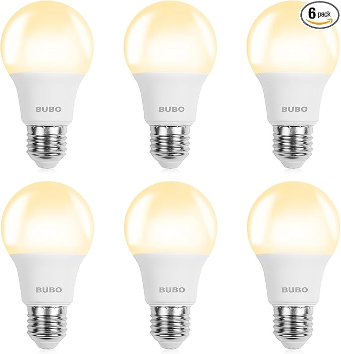 BUBO A19 LED Light Bulbs, 40 Watt Equivalent LED Bulbs, Soft White 2700K, 550 Lumens, E26 Standard Base, Non-Dimmable, 5W Soft White LED Bulbs for Bedroom Living Room Home Office, 6 Pack