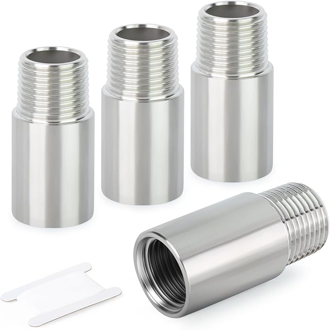 TAISHER 4PCS Stainless Steel Pipe Fittings, 3/8" NPT Male x 3/8" NPT Female Threaded, 2" Length Nipple Cast Pipe