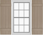 Board & Batten Vinyl Shutters (1 Pair) | 14.5"x31" (4-Board) - Coastal Sand Dune | Exterior Window Shutters | Includes Mounting Hardware | Simple Installation | Made in USA