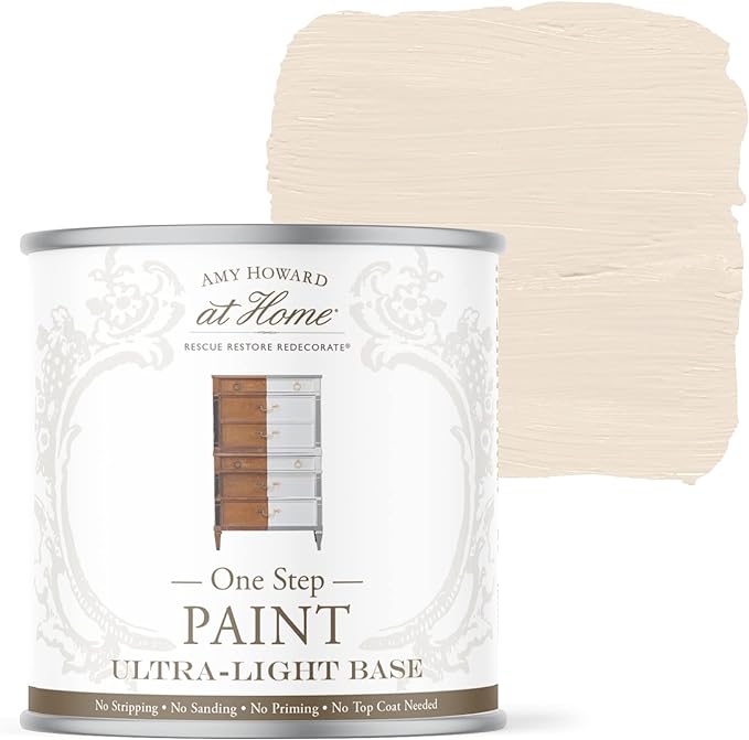 AMY HOWARD AT HOME Chalk-Based One Step Paint for Furniture, Cabinetry, Decor, Finish, and More | No Stripping, Sanding, or Priming | Ultra-Light Base | 32 Ounce | Linen