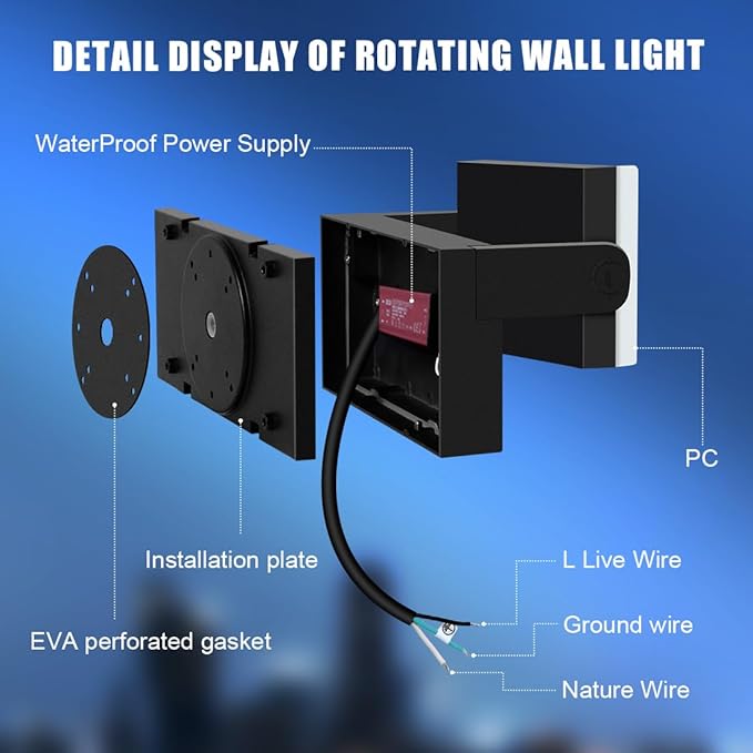 Juyace 60W LED Flood Lights Outdoor Wall Pack Light No photocell Lighting Fixtures for House 360° Rotational 6000lm 5000K IP65 Waterproof Modern Security Floodlights for Above Garagee