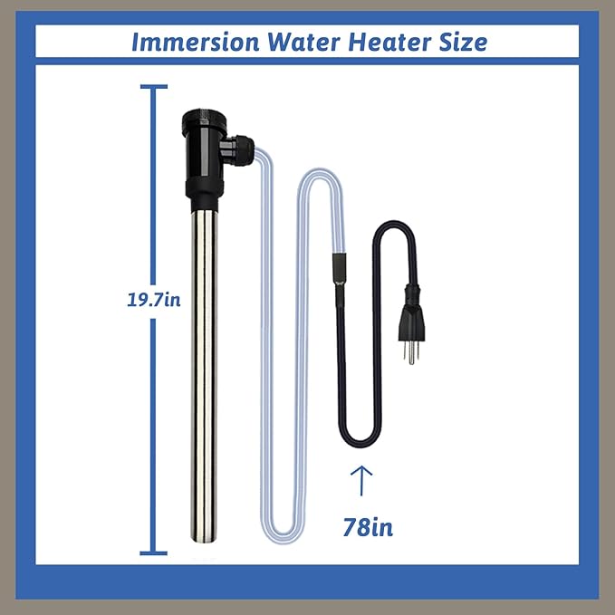 3000W 240V Immersion Water Heater Portable Electric Hot Tub & Pool Submersible Water Heater with Temp Control, WiFi Timer for Bathtub, Spa, Inflatable Pool, above ground pool & baptismal pool