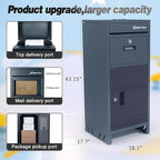 Package Delivery Boxes for Outside,Parcel Drop Boxes with Lock,Custom Address Stickers Package Drop Boxes for Outside is Weatherproof,Package Delivery Box for Porch,No Installation(17.7*18.1*43.15 in)