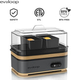 Evoloop Rapid Egg Cooker Electric 6 Eggs Capacity, Soft, Medium, Hard Boiled, Poacher, Omelet Maker Egg Poacher With Auto Shut-Off, BPA Free