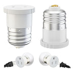 2 Pack, Light Socket to Plug Adapter, Convert Light Bulb Socket to Outlet Adapter (White).
