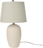 Nourison Home 23" Natural White Ceramic Jar Table Lamp for Bedroom, Living Room, Dining Office, with Off-White Shade