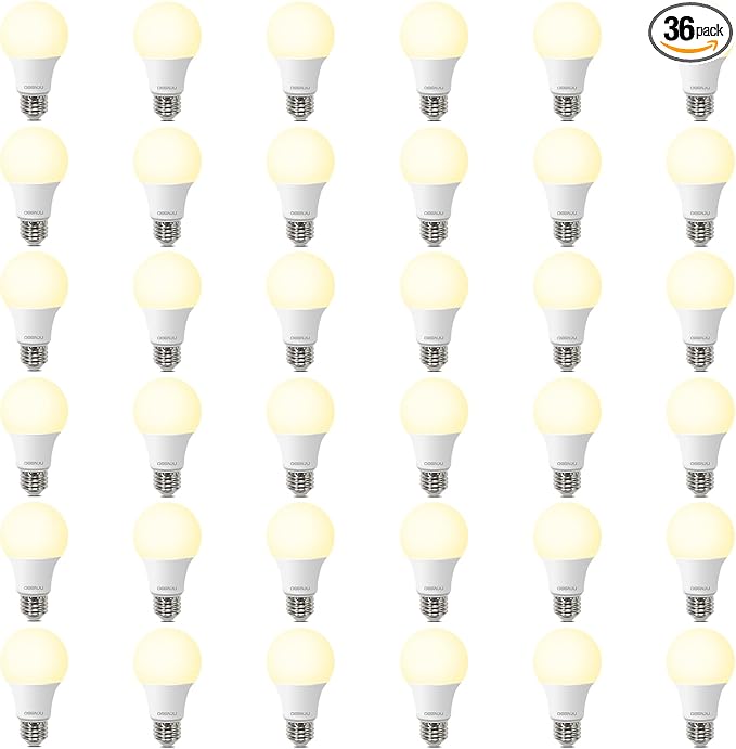 36 Pack LED Light Bulbs 60 Watt Equivalent, A19 2700K Soft White, 800 Lumens, E26 Base, Non-Dimmable, 8 Watt Energy Efficient LED Bulbs for Home Lighting