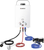 Tankless Water Heater, Camplux 1.58 GPM Propane Portable Water Heater With Pump Kit, White