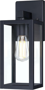 GRUENLICH Waterproof Large Outdoor Wall Lanterns, Modern Black Porch Sconces with Clear Glass Shade, E26 Socket Max 60W, IP65 Rated, Metal Frame, for Patio, Front Door, Entryway, 1-Pack