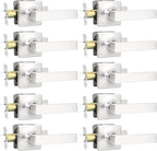 GOBEKOR Brushed Nickel Door Handles Interior Passage Door Levers for Closet Hallway Keyless Square Door Handle Lever 10 Pack