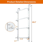 4-Rung Window Well Ladder Hooked, Heavy Duty Steel Fire Escape, Powder-Coated Basement Egress Wall Mounted, 45.2" Lx17.9 W, White