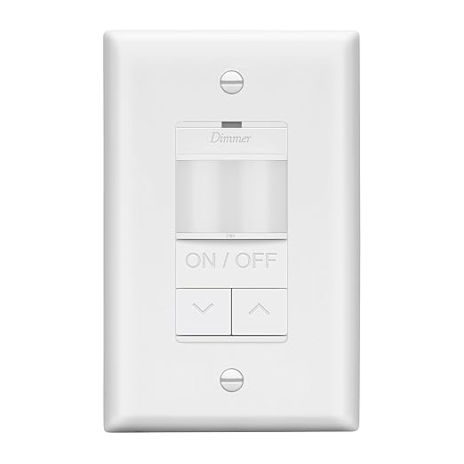 LIDER Motion Sensor Dimmer Switch for Dimmable 200W LED/CFL Lights, 3-Way, 120 V, Modern Upgrade, No Neutral Required, No Ground Required, UL Listed, Wall Plate Included, White