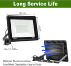 2 Pack 100W LED Flood Light Outdoor,10000LM Work Spotlight with US Plug,6000K Daylight White,IP66 Waterproof Exterior Security Floodlights for Yard,Garden,Backyard,Patio,Stadium,Parking Lot