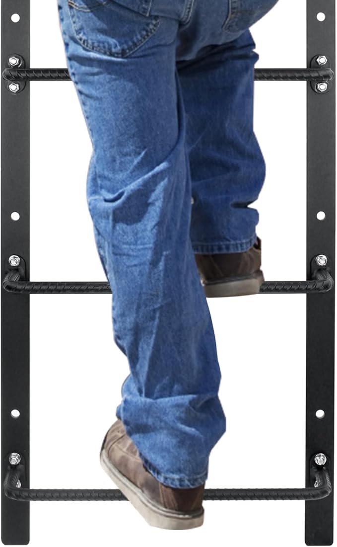 3-Rung Window Well Ladder Straight, Heavy Duty Steel Fire Escape Ladder, Basement Egress Window Ladder 34.2" Lx17.9 W, High Load-Bearing Capacity, Black