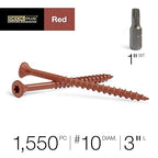 Deck Plus 3 Inch Epoxy Coated Exterior Wood and Fence Screws #10 x 3 Torx/Star Drive Included Coarse Thread, Outdoor Rust Resistant Decking Screw, Red, 25 lb Box, 1550 Pieces | 48434