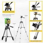 360° Laser-Level-with-Tripod Self-Leveling, Green Cross Line Laser with Horizontal Vertical Beam, Laser Tool for Picture Hanging Construction Floor Tile Wall, Carrying Pouch Battery Included