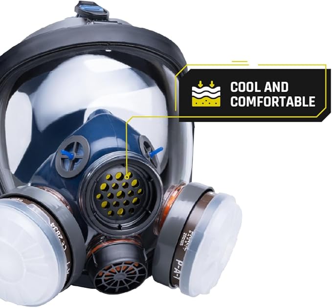 Parcil Distribution Full Face Respirator Mask with Filters – Durable Full Face Respirator Gas Mask, Bayonet Filter Compatible