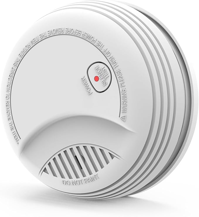 Fire Alarms Smoke Detectors, Photoelectric Sensor Smoke Alarm Battery Operated, Fire Alarm with Test Button & Low Battery Signal, LED Warning Light 85 dB Alarm Sound for Bedroom and Home, 1 Pack