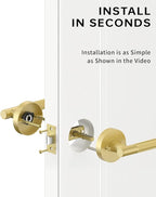 Asidrama 6 Pack Passage Gold Door Handles, Door Lever with Door Knobs Indoor for Bedroom or Bathroom, Heavy Duty Brushed Gold Door Handles Interior with Locks for Left Right Sided Doors