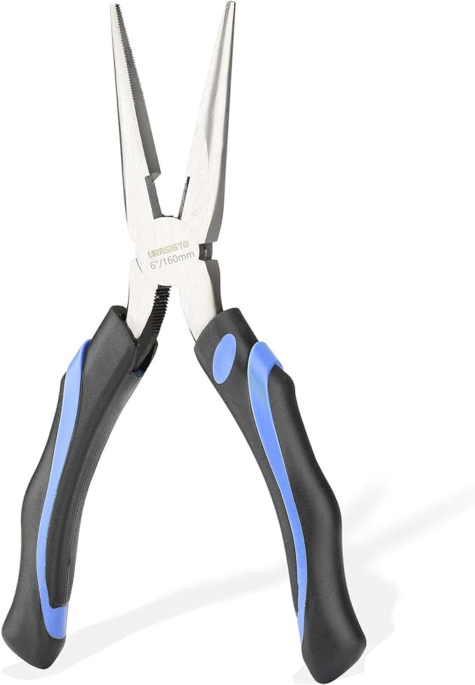 6-Inch Long Needle-Nose Side Cutting Pliers with Heavy Duty Nickel Chromium Steel Construction