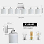 Brushed Nickel Vanity Light for Large Mirror, 6 Light Bathroom Lighting Fixtures Over Mirror with Milky White Frosted Glass Shades, 38 inch Bathroom Light for Mirrors, E26 Socket