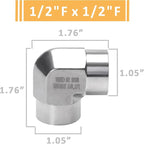 90 Degree Street Elbow - 1/2" NPT Female to 1/2" NPT Female Stainless Steel 304 Heavy Duty Forged Barstock Street Elbow Adapter Pipe Fitting (pack of 5)