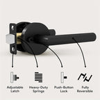 Mega Handles Ronn Privacy Lever & Lock Door Handle Set for Hallway, Closet and Bathroom, Keyless Lock, Heavy Duty Door Levers, Fits All Standard Door Sizes, Screws Included - Matte Black (1 Pack)