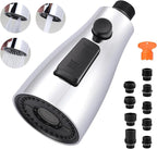 ARCORA Kitchen Faucet Spray Head Chrome, 3-Function Kitchen Sink Spray Nozzle with 9 Adapters, Kitchen Faucet Head Replacement Compatible with Moen, Delta, American Standard Faucets