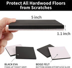 Ezprotekt 5" Square Felt Furniture Movers Sliders for Hardwood Floors, 8 Pcs Reusable Felt Furniture Moving Pads for Heavy Duty Bed Sofa Fridge Couch, Move Item Easily and Quickly (Beige)