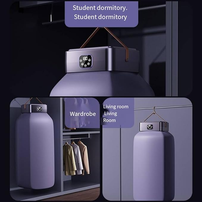 Portable Clothes Dryer | 20KG Large Capacity | 650W Fast Dry | Touch Screen & Remote Control | Quiet Energy-Saving Drying Machine for Home & Travel (purple)