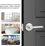 Probrico Satin Nickel Privacy Door Lever, Flat Interior Bath/Bed Door Handle, Reversible for Right & Left Handed Bedroom/Bathroom Doors, 1 Pack