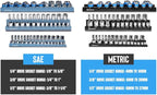 Magnetic Socket Organizer - 6-Piece Tool Storage for SAE & Metric Drive Sockets - Clear Size Markings, Deep Slots, Powerful Magnet - Holds 143 Pieces - (Sockets Not Included)