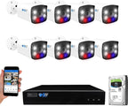 GW Security 8 Channel 4K NVR 5MP POE Audio & Video Security Camera System - (8) 5MP 1920P Waterproof Bullet Cameras,Built in Microphone, AI Human & Vehicle Detection, Pre-Installed 2TB Hard Drive