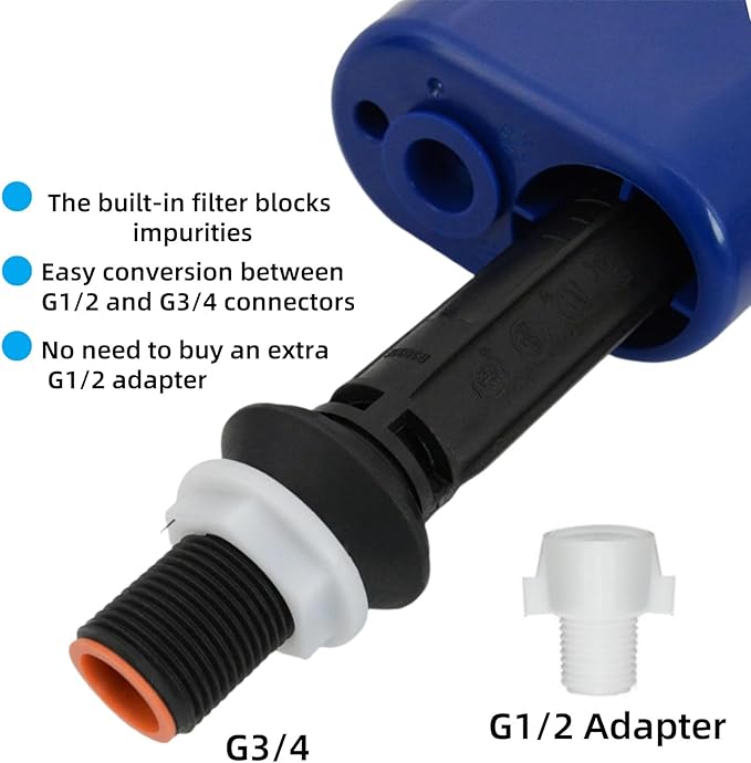 Toilet Fill Valve Replacement Kit, Toilet Fill Valve with G3/4 Connector, Includes G1/2 Adapter and Refill Tube, Compatible with TOTO WC Tank Repair Parts