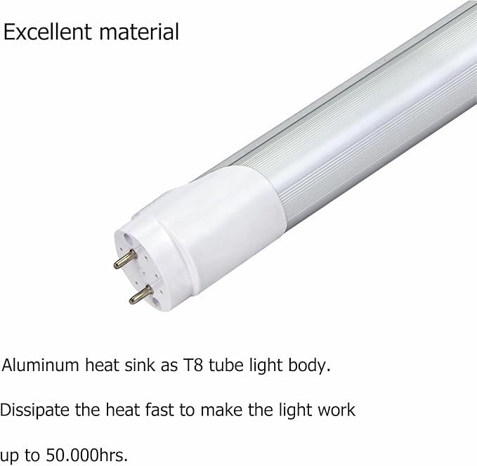 T8 5 Foot LED Tube Lights,45W 4500lm,White 6500K,G13 Bi-Pin Base,60 inches End to End,T12 Fluorescent Tubes Replacement,Ballast Bypass,Dual-Ended Power,Office,Shop,Pack of 10