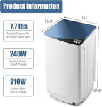Casart Washing Machine Portable Washer W/ 7.7 Lbs Weight Capacity Washer and Dryer Full Automatic Washing Machine (Blue&White)